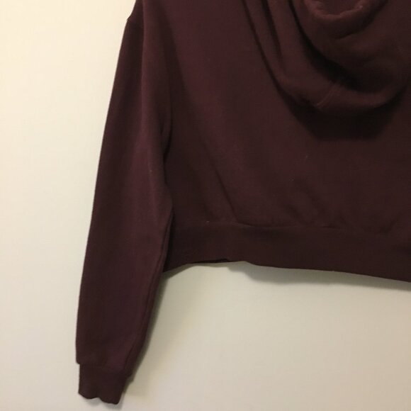 Soft Burgundy Cropped Pullover Hoodie - Picture 7 of 15